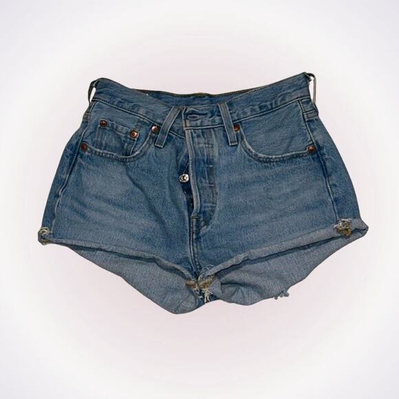 Levi’s Blue High Waist Cut-Off Denim Shorts | Sz 25 - Picture 1 of 6